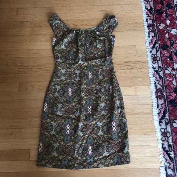 VINTAGE 1990s ABS by Allen Schwartz paisley print dress size 4 - Picture 6 of 16